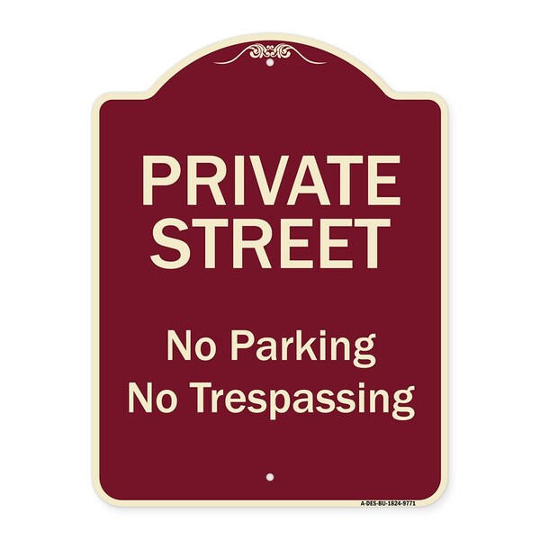 Designer Series-Private Street No Parking Or Trespassing, 24" x 18", BU-1824-9771